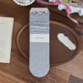 Calzini slouchy con volant a pois autunnali da donna, morbidi calzini medi a trecce carini. - Taglia unica / Grigio chiaro