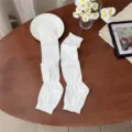 Spring summer white stirrup leg warmers for women hollow out ballet style long socks - One Size / White