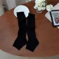 Black footless leg warmers slouch socks breathable knit stockings for women spring summer - One Size / Black