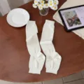 Women White Stirrup Leg Warmers Airy Hollow Knit Slouch Socks For Spring Summer Style - One Size / Cream White
