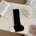 Black stirrup socks women leg warmers balletcore style summer thin breathable slouch socks - One Size / Black