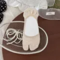 Beige tabi split-toe shallow invisible boat socks with anti-slip heel for women summer. - One Size / Oatmeal