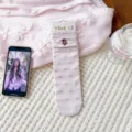 Pink cute women slouch socks, sweet embroidered bear and heart pattern mid tube hosiery. - One Size / Pink Heart Bear