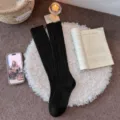 Calze lunghe in maglia nera da donna, autunno pizzo traforato molto accogliente stile coreano. - Taglia unica / Nero