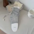Summer thin grey ballet style stirrup socks leg warmers for women, breathable silk blend sock. - One Size / Light Gray