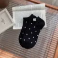 Calzini corti a pois neri con etichetta Nice, calze basse estive in cotone traspirante. - Taglia unica / Nero