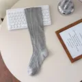 Graue Strick Kniestrümpfe für Damen, gerippte lange Röhrensocken, bequeme Alltagsmode. - Einheitsgröße / Grau