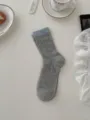 Dames halflange katoenen sokken ademend geribbeld grijs casual dagelijks comfort - Donkergrijze Basis Sokken