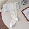 Weisse lange Socken für Damen, japanischer JK Stil atmungsaktives Mesh süsse Strümpfe. - Einheitsgröße / Milchweiß