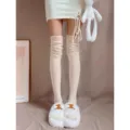 Cozy knit over-the-knee long socks for women, solid color slouchy boot stockings for stylish daily wear. - One Size / Milky White