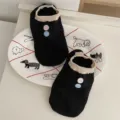 Calzini corti neri donna estate con ricamo di bottoni, calze da barca in cotone traspiranti. - Taglia unica / Nero