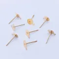boucles d'oreilles plates 12mm avec anneau doré accessoires bijoux diy en gros - 12mm Avec Boucle / Or KC