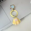 Cute cartoon long-eared bunny bell keychain, sweet girl bag pendant, bestie gift accessory. - Yellow