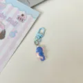 Cute blue seahorse keychain detail, lovely cartoon bag charm pendant for daily use - Seahorse