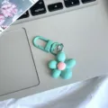 Cute mint green five-petal flower keychain bag charm aesthetic everyday trendy accessory gifts - Green