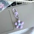 Cute colorful solid color five petal flower keychain stylish bag pendant gift accessory - Purple