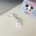 Cute cartoon white bear keychain detail, sweet style backpack pendant for women and cute girls. - Blue Hat Dog