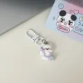 Cute white puppy keychain cartoon backpack pendant bag accessory for girls and daily style decor. - Purple Phone Dog