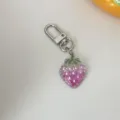 Transparent glitter strawberry keychain, cute bag pendant for keys, stylish accessory gift. - Purple