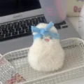 Cute plush doll keychain white fluffy pendant cute bag accessory daily decoration soft toy - Blue Headscarf Little Duck
