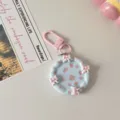 Cute macaron floral bow plate keychain pendant girlish bag charm accessory gift style - Blue