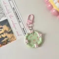 Süßer rosa schleife grüner teller schlüsselanhänger für mädchen taschenanhänger geschenk. - Grün