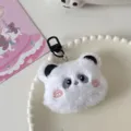 White fluffy panda plush keychain, cute cartoon animal bag pendant and backpack accessory. - Panda