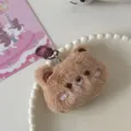 Brown plush bear keychain fluffy cute animal bag pendant kawaii cartoon backpack charm accessory - Teddy Bear