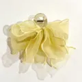 Molla per capelli con fiocco in organza gialla dolce da donna, accessorio per coda di cavallo. - giallo limone
