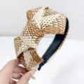 European and American style woven headband with bow knot, versatile fashion hair accessories for women. - Bowknot Style / Coffee and White