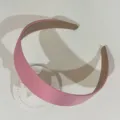 Pink satin headband for women, wide fabric hair hoop, stylish solid color anti-slip hair accessory. - Pink