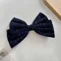 Κoκαλάκι μαλλιών με βελούδινο φιόγκο και στρας, κομψό αξεσουάρ μαλλιών για γυναίκες. - Φιόγκος Κλιπ Ελατηρίου / Skouro Ble me Stras