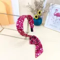 French style polka dot hair hoop with elegant ribbon tail sweet women fashion hair accessory - Red