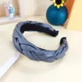 Serre-tête tressé en cuir PU gris pour femme, accessoire de mode élégant antidérapant. - Gris