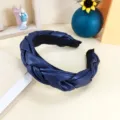 Bandeau tressé en cuir PU bleu, cerceau de cheveux de mode élégant pour les femmes. - Bleu