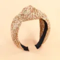 Woven Raffia Knotted Headband Straw Hair Hoop Bohemian Hair Accessory Natural Beige Style - Champagne
