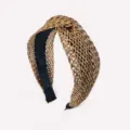 Cerchietto intrecciato in rafia bohémien marrone rete cerchietto capelli moda donna accessorio SKU - Caffè