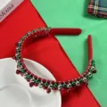 Diadema navideña roja y verde con cuentas y cascabeles accesorio festivo para mujeres. - Diadema Campana Rojo Verde Navidad #2