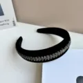 Black rhinestone fabric headband, elegant crystal hair hoop for daily fashion styling. - Black Rhinestone Headband