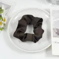 Brown satin hair scrunchie, elegant hair tie ponytail holder for women daily styling. - Dark Coffee