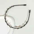 Korean style dark braided pearl headband elegant hair accessories anti-slip hair hoop for women - Light Coffee Pearl