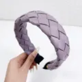 Purple woven headband for women stylish wide hair hoop PU leather braided hair accessory - Advanced Purple