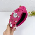 Serre-tête strass rose vif pour femme, bandeau en tissu élégant avec cristaux brillants. - Volley-ball / Rose rouge