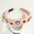 Pink padded rhinestone headband wide vintage gothic cross hair hoop fashion hair accessories for women - Triangle Rhinestone Headband - Pink