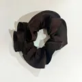 Dark brown satin hair scrunchie elegant vintage silk hair tie for women daily styling. - Dark Coffee Lace Scrunchie