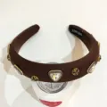 Brown Padded Headband Vintage Rhinestone Hair Hoop Crystal Hair Accessories For Women - Triangle Rhinestone Headband - Dark Coffee