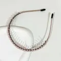 Pink beaded toothed headband, anti-slip fine hair hoop variant for women daily styling. - Crystal Style Pink