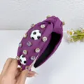 Serre-tete noue strass violet motif ballon tissu accessoire cheveux femme tendance - Ballon de football américain / Violet