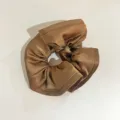 Brown satin hair scrunchie for women, elegant vintage hair accessory for ponytails. - Gold Lace Scrunchie
