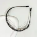 Sparkling beaded crystal headband with teeth for women, anti-slip black hair hoop styling accessory - Crystal Style, Grey